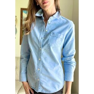 J. Crew Classic Blue Collared Dress Shirt Button Down Chest Pocket Women’s Small